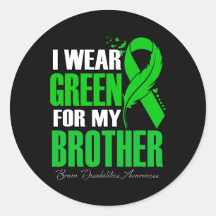 Adesivo Redondo Eu Visto Verde Para Meu Irmão Com Deficiência Cere