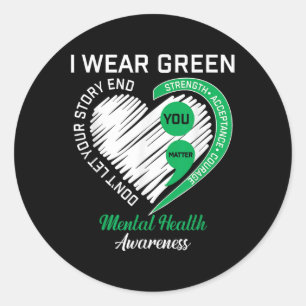 Adesivo Redondo Eu Visto Verde Para Sensibilizar A Saúde Mental