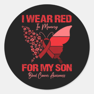 Adesivo Redondo Eu Visto Vermelho Em Memória Para Meu Filho Cancer