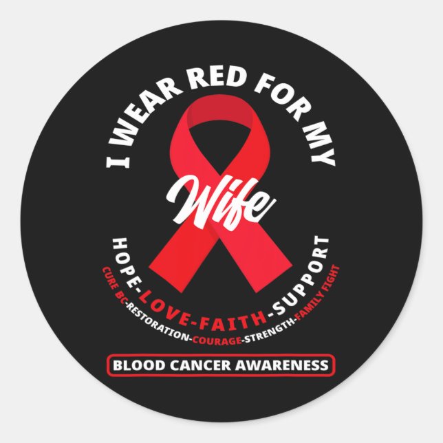 Adesivo Redondo Eu Visto Vermelho Para A Minha Mulher Sensibilizaç (Frente)