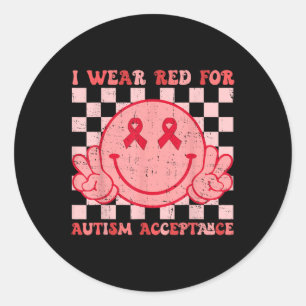 Adesivo Redondo Eu Visto Vermelho Para, Em Vez Disso, Aceitar Auti