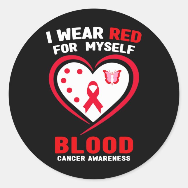 Adesivo Redondo Eu Visto Vermelho Por Minha Consciência De Cancere (Frente)