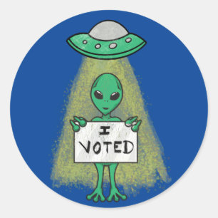 Adesivo Redondo Eu Votei - Alienígena!