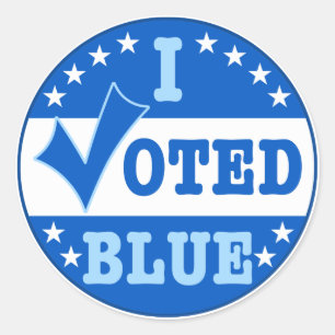 Adesivo Redondo Eu Votei Partido Democrata Azul