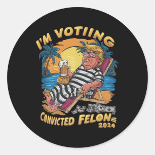 Adesivo Redondo Eu Voto Felon Retro Summer Funny Trump