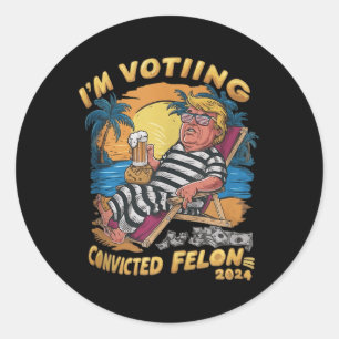 Adesivo Redondo Eu Voto Felon Retro Summer Funny Trump