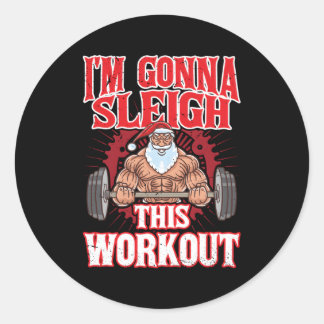 Adesivo Redondo Eu Vou Dormir Este Trabalho Papai Noel Gym Merr