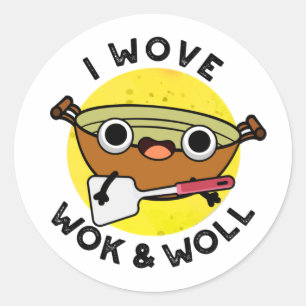 Adesivo Redondo Eu Wove Wok E Woll Cute Chinês Wok Pun