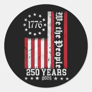 Adesivo Redondo EUA 250 Anos 1776-2026 O Povo Vintage