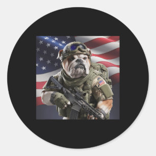 Adesivo Redondo Eua América Patriot Bull Dog As Commando