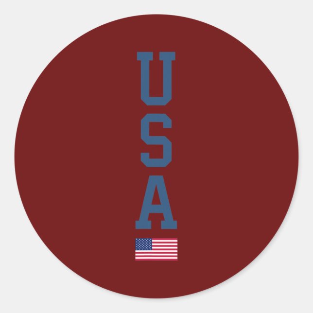 Adesivo Redondo EUA American Flag Vertical Text Patriótico 4º do (Frente)