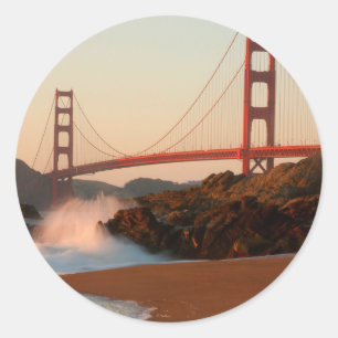 Adesivo Redondo EUA, Califórnia. Vista da Ponte Golden Gate