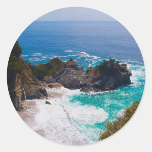 Adesivo Redondo EUA, Califórnia. Vista das Mcway Falls
