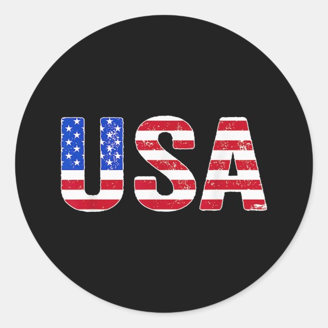 Adesivo Redondo EUA Camisa Bandeira Patriótica Americana Mulheres  (Frente)