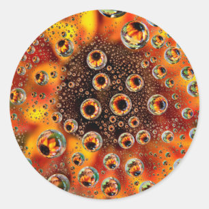 Adesivo Redondo EUA, Colorado, Lafayette. Bolhas de água no vidro 