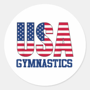 Adesivo Redondo EUA com American Flag Gymnastics Sports