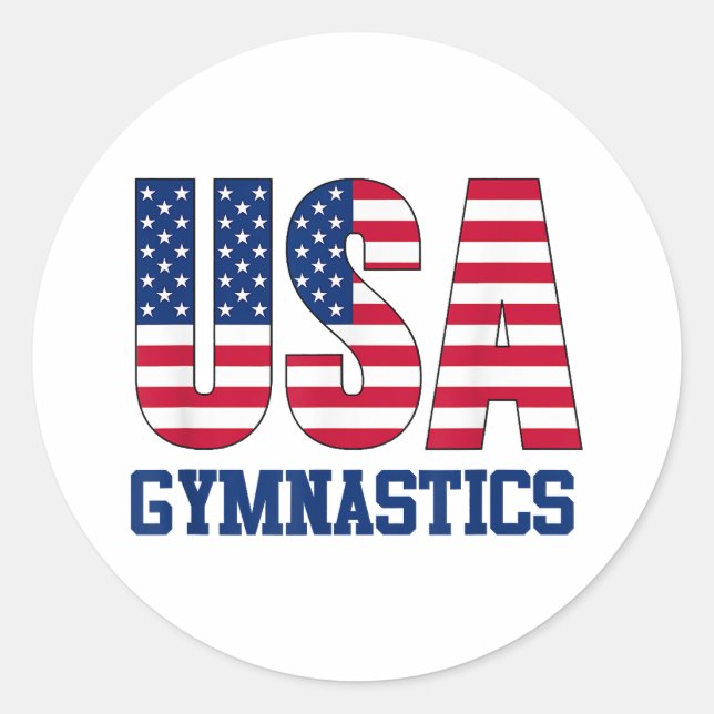 Adesivo Redondo EUA com American Flag Gymnastics Sports (Frente)