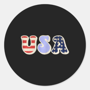 Adesivo Redondo Eua Com Bandeira Americana Para Garotas Adolescent
