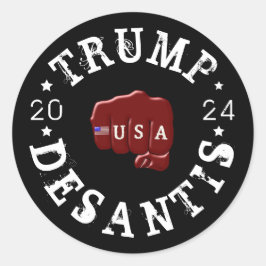Adesivo Redondo EUA Fist Tattoo Trump DeSantis 2024