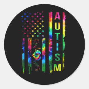 Adesivo Redondo EUA Flag Autismo Sensibilização Professora Mãe
