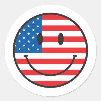 Adesivo Redondo EUA Flag Happy Face