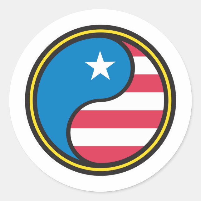 Adesivo Redondo EUA Flag Yin Yang (Frente)
