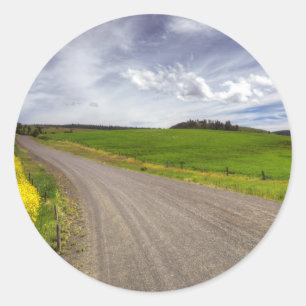 Adesivo Redondo EUA, Idaho, Condado de Idaho, Campo de Canola