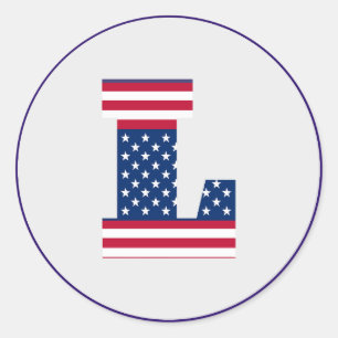 Adesivo Redondo EUA - Letra de bandeira americana L