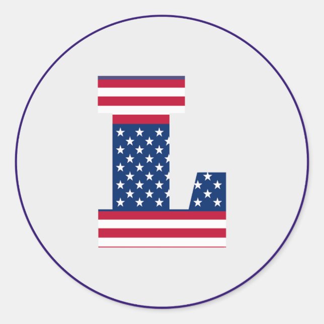Adesivo Redondo EUA - Letra de bandeira americana L (Frente)