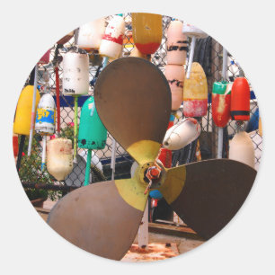 Adesivo Redondo EUA, Massachusetts. Propulsor E Flutuantes