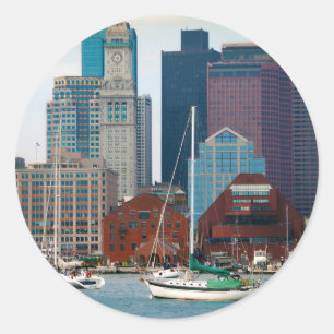 Adesivo Redondo EUA, Massachusetts. Vista panorâmica da orla de Bo