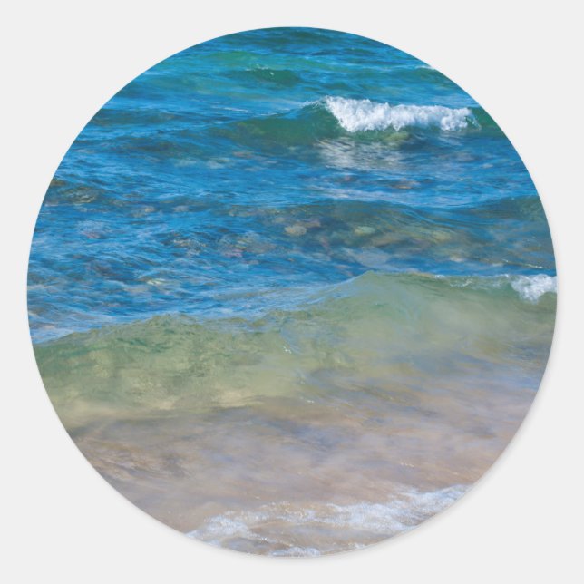 Adesivo Redondo EUA, Michigan. Águas Limpas Do Lago Superior (Frente)