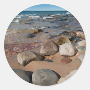 Adesivo Redondo EUA, Michigan. Pedras Arredondadas Em 12 Mile