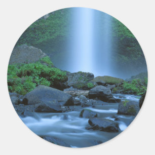 Adesivo Redondo EUA, Oregon, Columbia Gorge, Latourell Falls