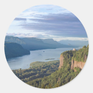 Adesivo Redondo EUA, Oregon, Columbia River Gorge, Vista House