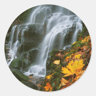 Adesivo Redondo EUA, Oregon, Fairy Falls, Desfiladeiro do Rio Colu