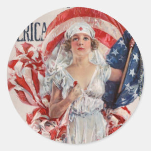Adesivo Redondo EUA patrióticos - A cruz vermelha junta-se
