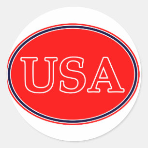 Adesivo Redondo EUA Red White e Blue 3 O MUSEUM Zazzle presentes