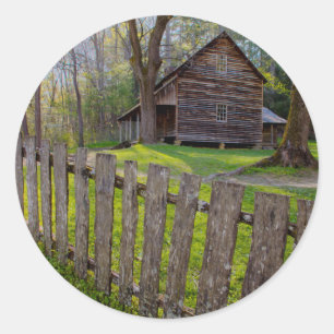 Adesivo Redondo EUA, Tennessee, Cabana em Cades Cove