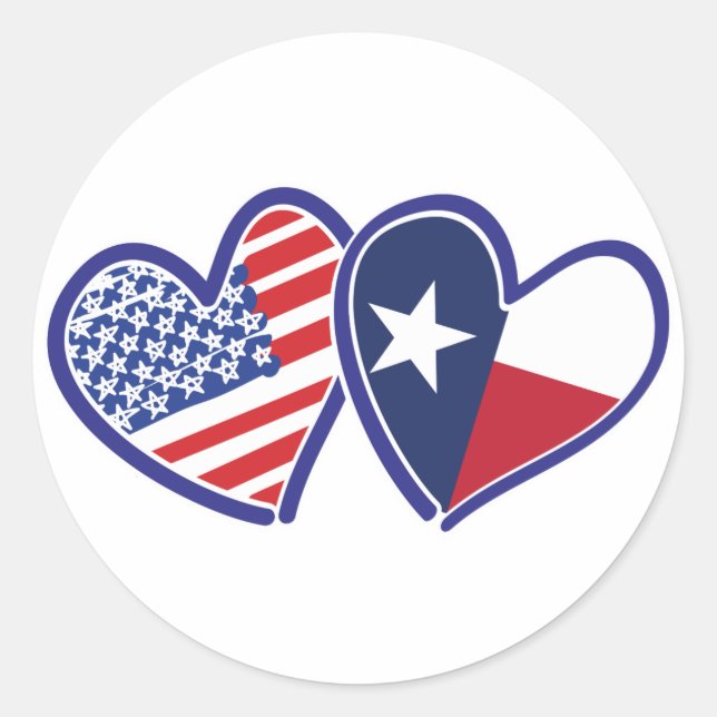 Adesivo Redondo EUA-Texas-Flag-Heart (Frente)