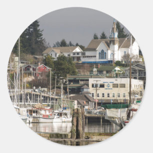 Adesivo Redondo EUA, Wa, Península de Kitsap. Cidade Cênica.