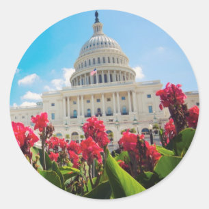Adesivo Redondo EUA, Washington DC, Capitol Building