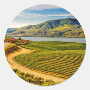 Adesivo Redondo EUA, Washington, Lago Chelan. Benson Vineyards