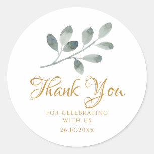 Adesivo Redondo Eucalipto Agradeço Aquarela Minimalista
