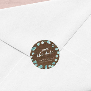 Adesivo Redondo Eucalipto Rústico e Madeira Marrom Salve a Data