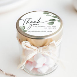 Adesivo Redondo Eucalipto Verde Folhagem Obrigado verde sage