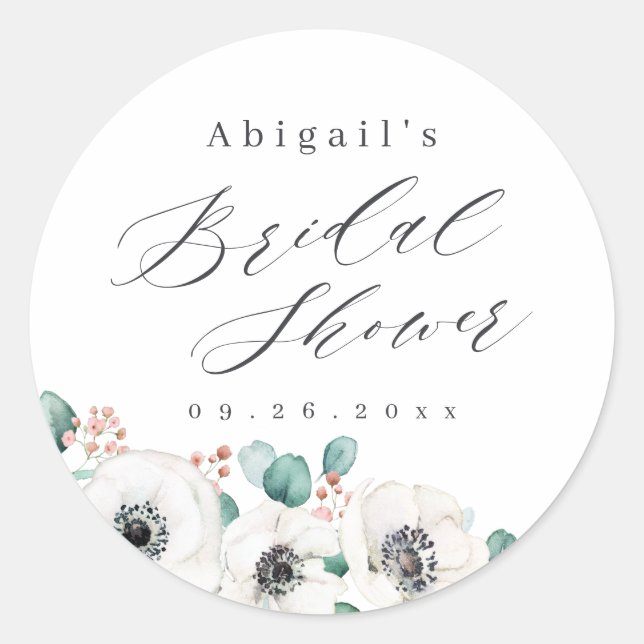 Adesivo Redondo Eucalyptus anemone chá de panela rústico floral (Frente)