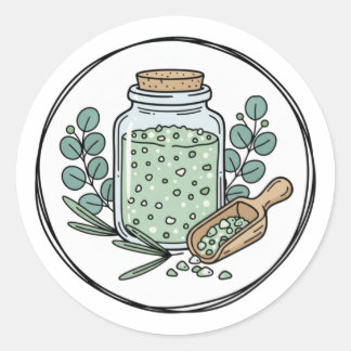 Adesivo Redondo Eucalyptus Bath Soak Label Illustration | Herbal 