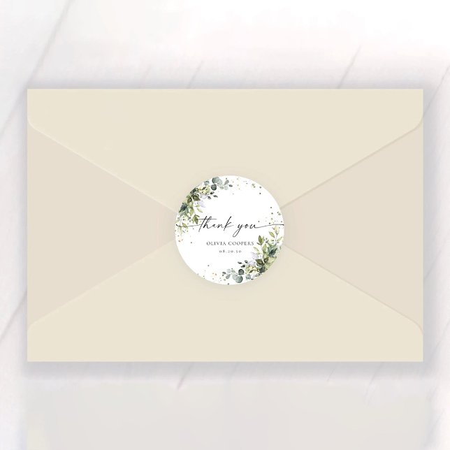 Adesivo Redondo Eucalyptus Floral Greenery Chá de fraldas Sticker (Criador carregado)