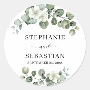 Adesivo Redondo Eucalyptus Floral Greenery Wedding